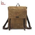 Fashion Echtes Leder Rucksack Reise Leinwand Laptop Rucksack